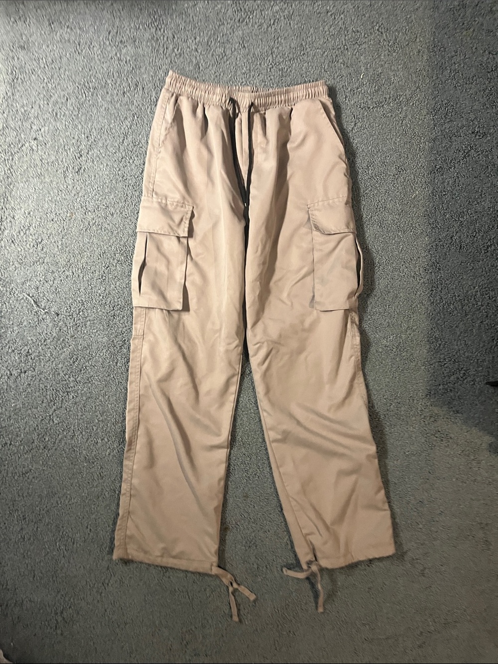 Men's Tan Cargo Pants with Drawstring Hem